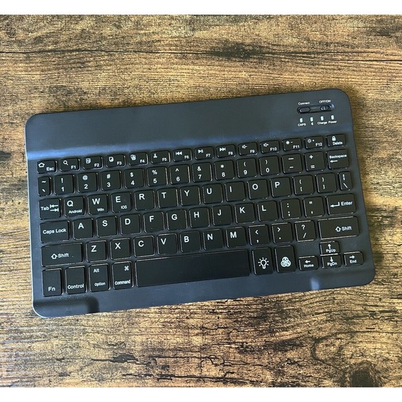 Compact Thin Wireless Bluetooth Keyboard Backlit w Manual Black Lightweight Smal - Picture 2 of 12